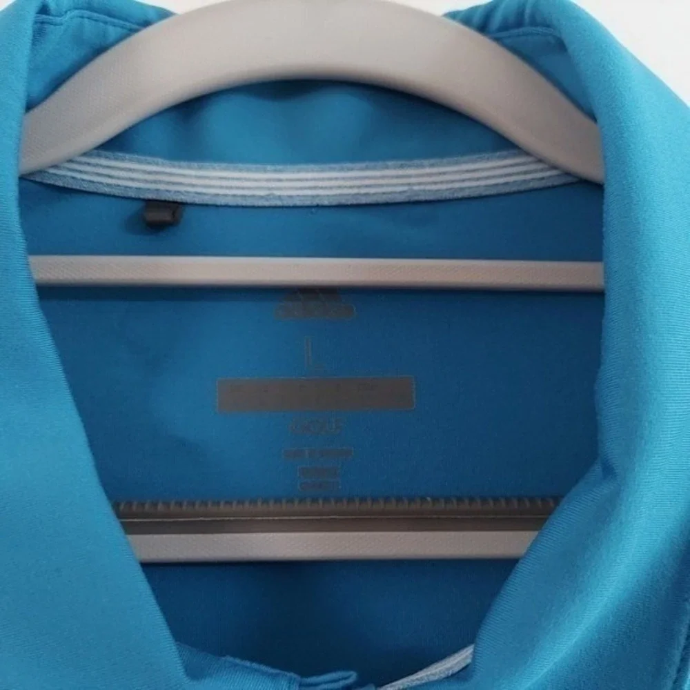 Adidas Polo‎ Men L Blue Golfcore Performance Moisture Wicking Active Lifestyle